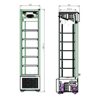 Combisteel koelkast - 1 glasdeur - Zwart - 221 liter