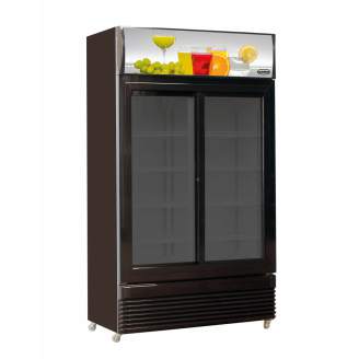 Combisteel - koelkast schuif glasdeuren 780l Zwart