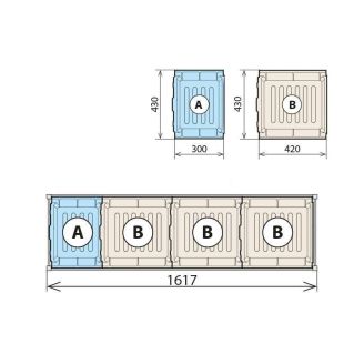 Fermostock 4 opvangbakken 460x1590 voor 6611/6622/6811 - 1xA 3xB