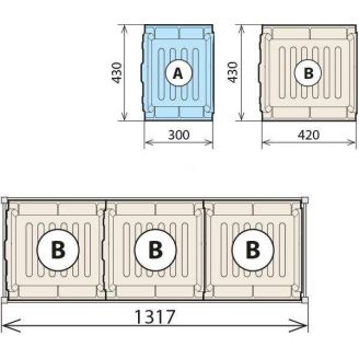 Fermostock 3 opvangbakken 460X1290 voor 6611/6622/6811 - 3xB