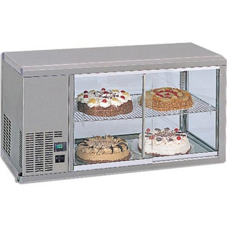 Gamko koelvitrine AV/MS111SF, Consumentzijde: acrylklapramen, Personeelszijde: schuifruiten, machine links
