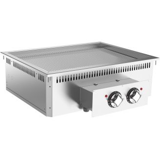 Mareno 700 drop-in bakplaat 80cm, verchroomd bakoppervlak, geribbeld