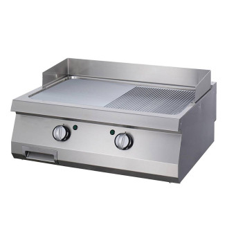 Maxima Heavy Duty Grillplaat - Half Gegroefd Chroom - Dubbel - 70 cm Diep - Elektrisch