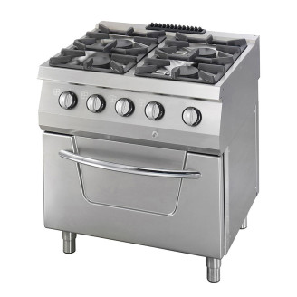 Maxima Heavy Duty Fornuis - 4 Pitten - Dubbel - 70 cm Diep - 37 kW - Gas incl. Oven