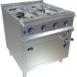 MKN 4-pits gasfornuis 25,2kW elek. oven 5,4kW, 4 br. hoog vermogen