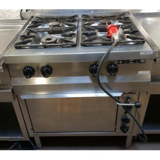 Occasion MKN 4-pits gas fornuis met elektrische oven