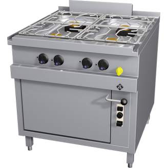 MKN 4-vlams gas fornuis met gas oven, 850-serie