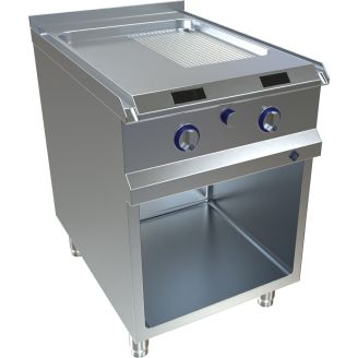 MKN elektrische bakplaat half geribbeld, RVS, 9,6 kW