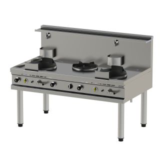 Nayati woktafel, 2 wokbranders, 1 soep brander, watergordijn
