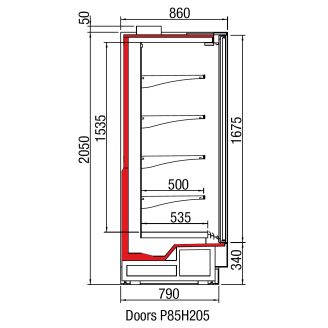 Oscartielle Vision Doors H205 200 wandkoeling