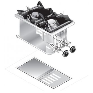 Gastro-inox roeder drop-in gas kooktoestel 2 branders 40cm 9kw