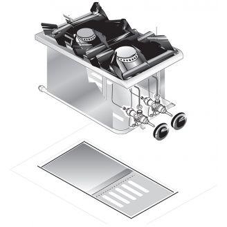 Gastro-inox roeder drop-in gas kooktoestel 2 branders 40cm 7kw