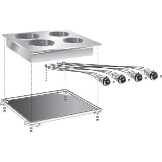 Gastro-inox roeder 4-plaats drop-in elektrische kookplaat 60cm