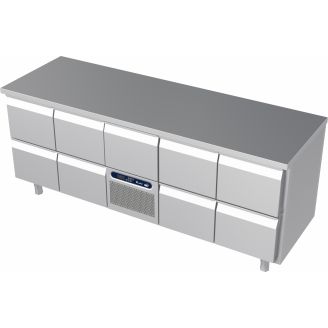 Roeder Acer koelwerkbank 5 secties, 2x 2 la, motor+la, 2x 2 la