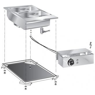 Gastro-inox roeder drop-in bain-marie 40cm met aansluitblok