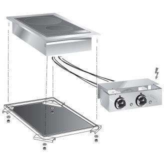 Gastro-inox roeder drop-in keramische kookplaten 2 zones 40cm met aansluitblok