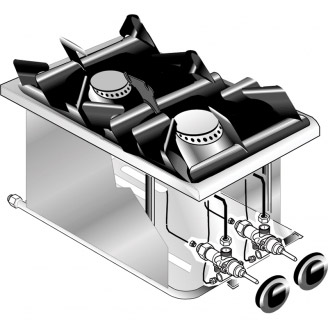 Gastro-inox roeder drop-in gas kooktoestel 2 branders 40cm 7kw