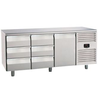 Roeder koelwerkbank, 6 laden en 1 deur, PLUX3T6