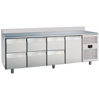 Roeder koelwerkbank, 6 laden en 1 deur, met blokprofiel, PLUX4C6A