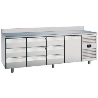 Roeder koelwerkbank, 1 deur en 9 laden, met blokprofiel, PLUX4T9A