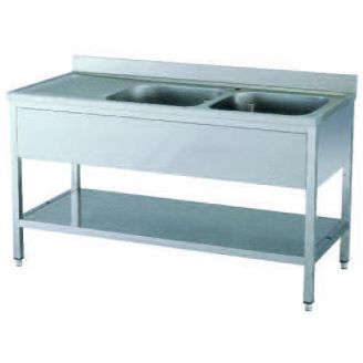Roeder RVS spoeltafel 2x spoelbak rechts 2000 mm