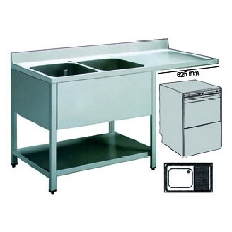 Roeder RVS spoeltafel, 700 mm diep, uitsparing t.b.v. voorlader, BVR121171DX