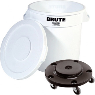 Rubbermaid afvalcontainer met dolly - 76 liter wit