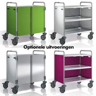 RVS serveerwagen - 3 blads, met stootranden, SW 8x5-3