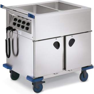 RVS voedseluitgiftewagen, verwarmd, 2x 1/1 GN-200 + 2x6 1/1 GN, SAG 2