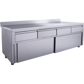 Saro schuifdeurkast, 4 lades.1800x700mm +opstaande rand