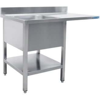 Saro spoeltafel, 2 wasbakken, links - 700 mm d, 1200 mm