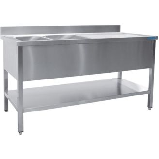 Saro spoeltafel,2 wasbakken, links - b 1800x d 600 mm