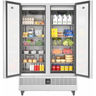 Foster Slimline dubbeldeurs koelkast glas RVS