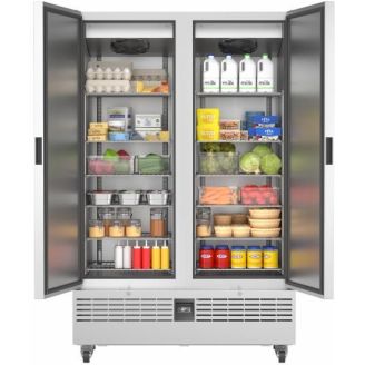 Foster Slimline koelkast dubbeldeurs RVS