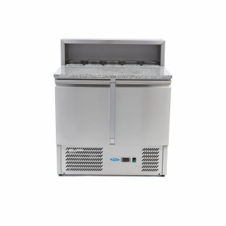 Maxima Pizzawerkbank - 90 cm - 2 Deuren - 5 x 1/6 GN - incl. RVS Afdekking