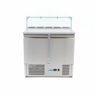 Maxima Pizzawerkbank - 90 cm - 2 Deuren - 5 x 1/6 GN - incl. Glazen Afdekking