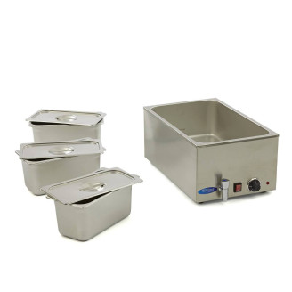 Maxima Bain Marie - met Tapkraan - incl. 3x 1/3 GN-Set - Elektrisch