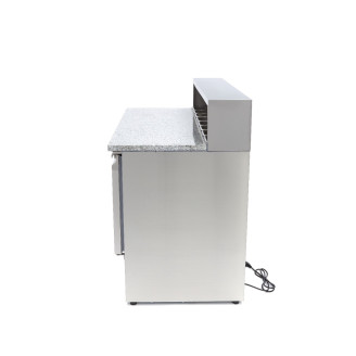 Maxima Pizzawerkbank - 137 cm - 3 Deuren - 8 x 1/6 GN - incl. RVS Afdekking