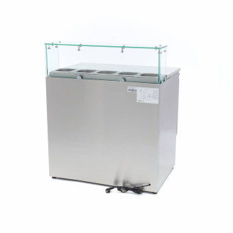 Maxima Pizzawerkbank - 90 cm - 2 Deuren - 5 x 1/6 GN - incl. Glazen Afdekking