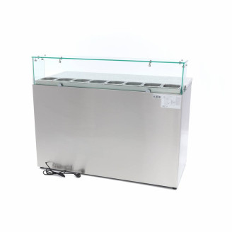 Maxima Pizzawerkbank - 137 cm - 3 Deuren - 8 x 1/6 GN - incl. Glazen Afdekking