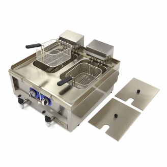 Maxima Frituurpan - 2x 10 L - 2 Manden - met Tapkraan - 400V