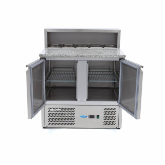 Maxima Pizzawerkbank - 90 cm - 2 Deuren - 5 x 1/6 GN - incl. RVS Afdekking