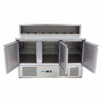 Maxima Pizzawerkbank - 137 cm - 3 Deuren - 8 x 1/6 GN - incl. RVS Afdekking