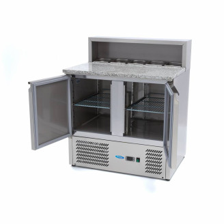 Maxima Pizzawerkbank - 90 cm - 2 Deuren - 5 x 1/6 GN - incl. RVS Afdekking