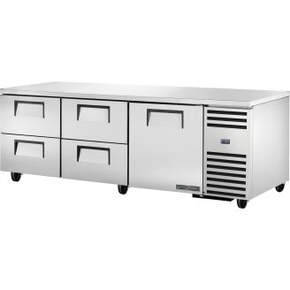 True diepe onderbouw koelwerkbank met deur en 4 lades - 875L