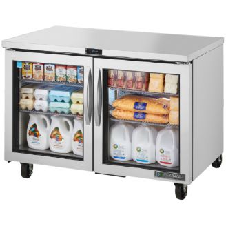 True koelwerkbank met 2 glazen deuren - 340L