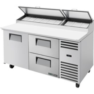 True pizzawerkbank met 1 deur en 2 lades - 583L (9x 1/3)