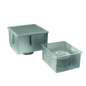 Vloerput 400&times;400 rooster deksel uitgang &Oslash; 154 mm