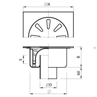 Vloerput 300x300 mm - onder-uitloop 110 mm