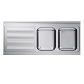 Gastro-inox RVS spoeltafelwerkblad (R) - 2 spoelbakken 1600x700x40mm